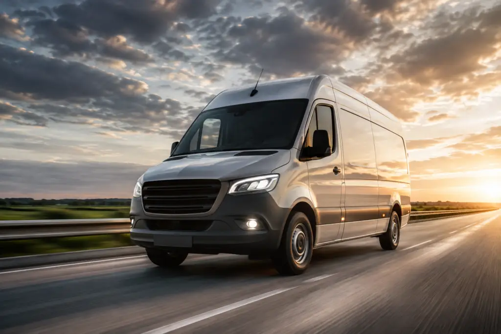 Cargo van traveling on the highway for Carolina Cargo Solutions expedited freight transportation service